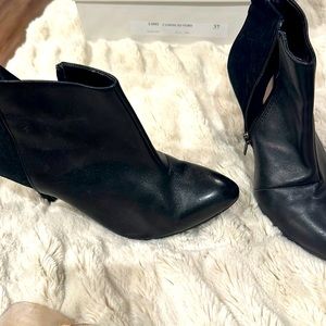 Black and suede booties